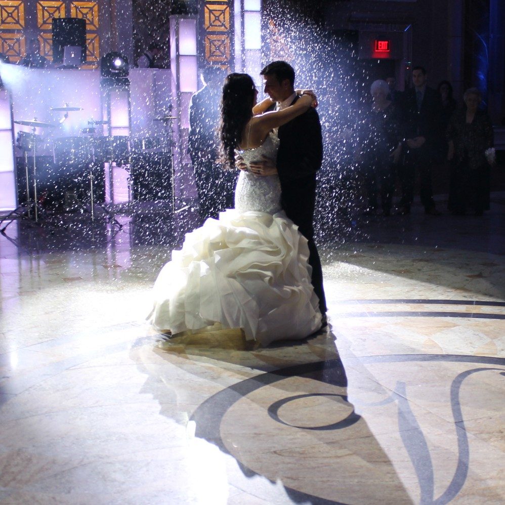 Bride and Groom Dancing with snow effects