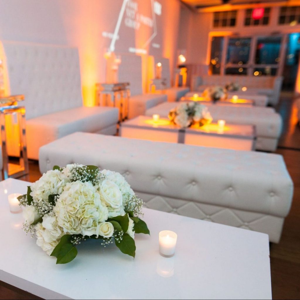 all white lounge decor setup for guests